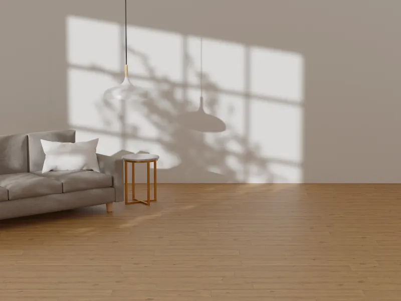 Neutral hardwood flooring in an open living room of a Surprise AZ home
