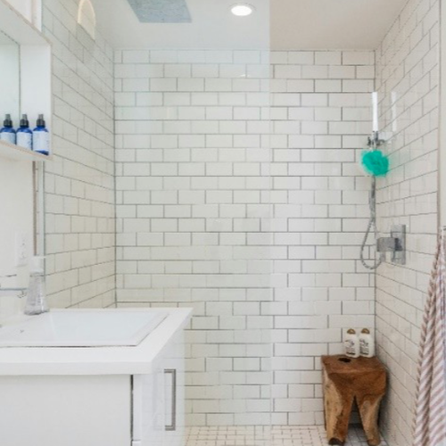 Surprise AZ home with a subway tile shower