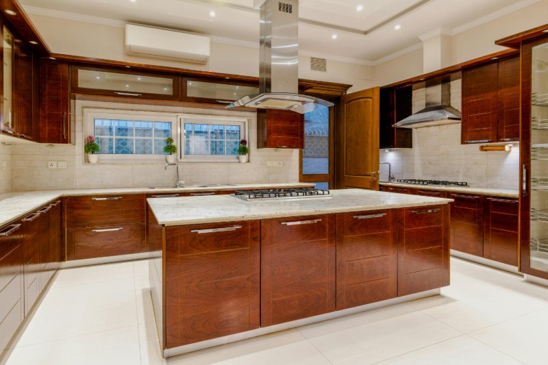 Large kitchen remodel with wood cabinets